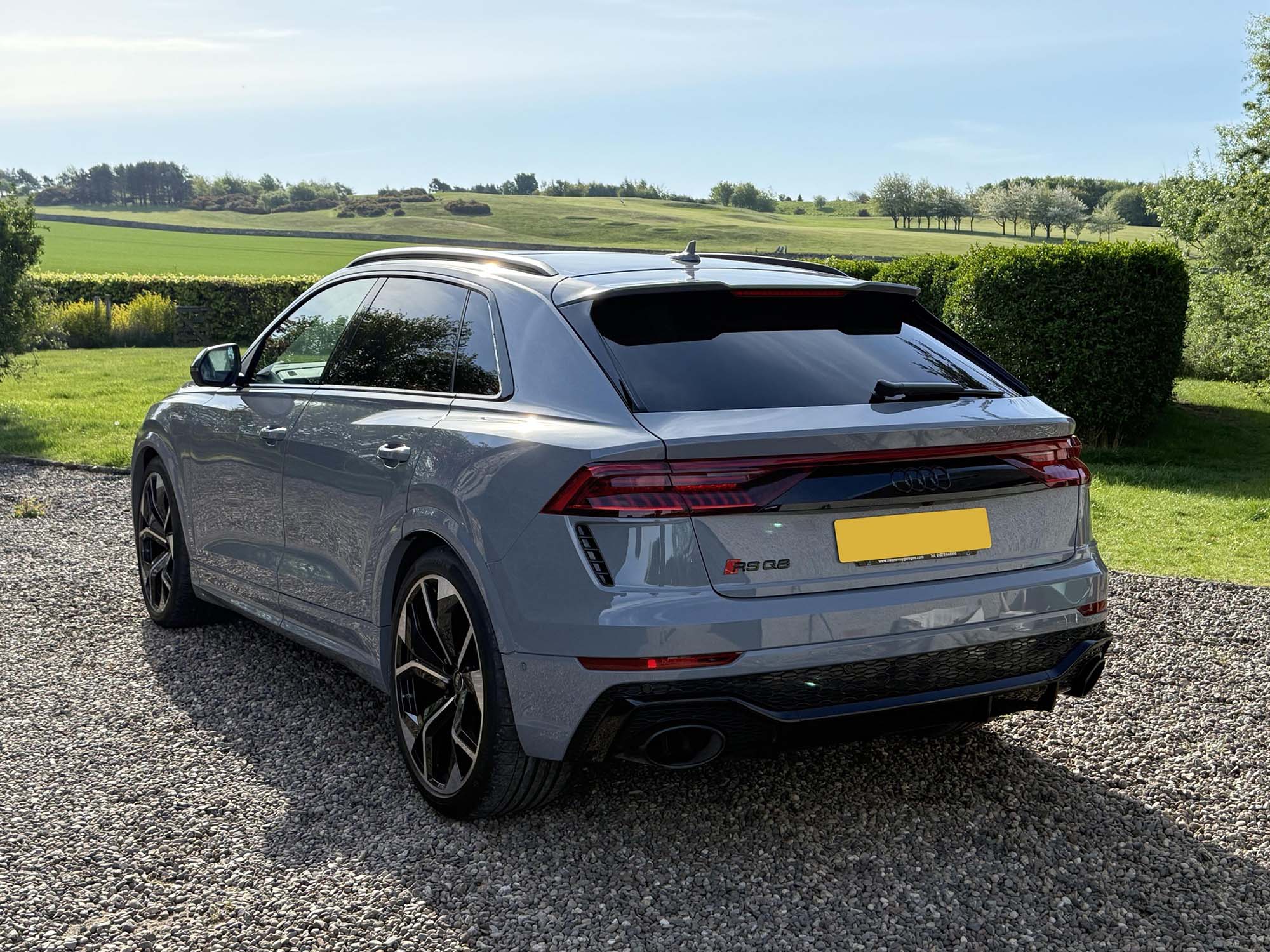 Grey Audi RSQ8 rear view in Edinburgh