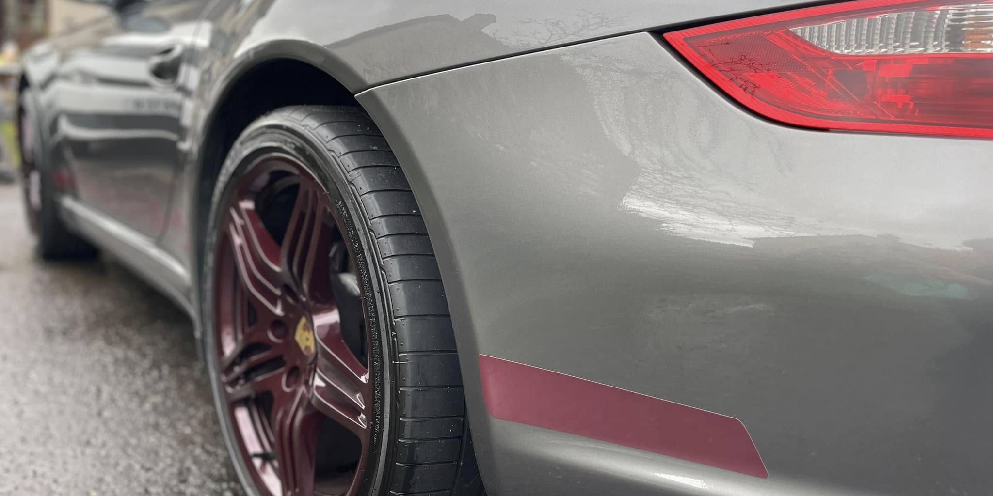 Close up Porsche back end in Edinburgh